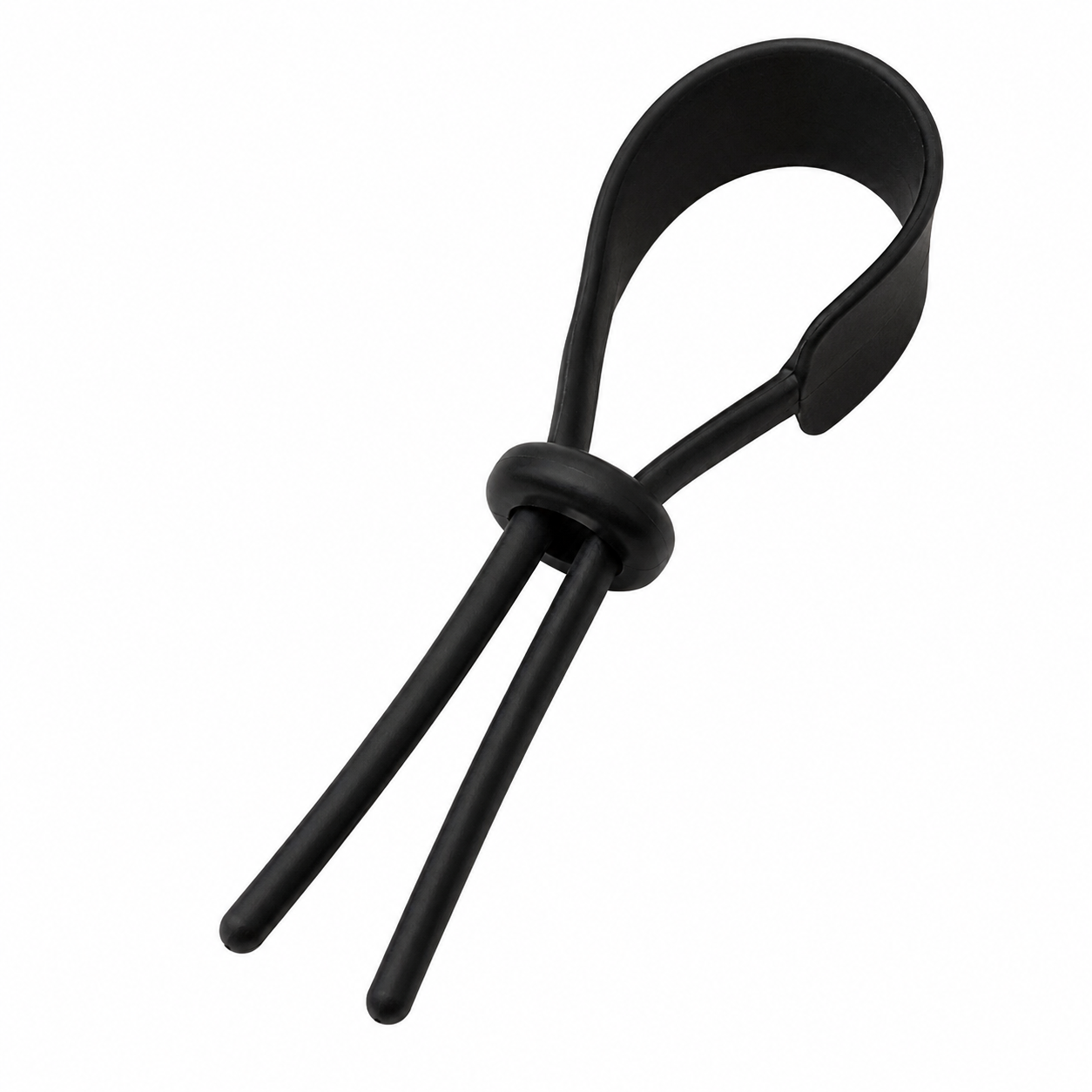 Black Adjustable Penis Ring with thick silicone band and cinch bead